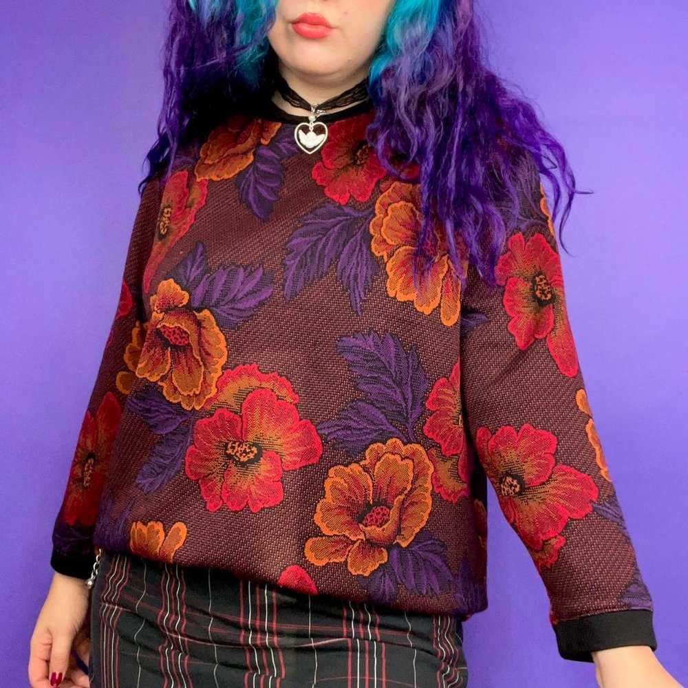 80's vintage floral crewneck size medium